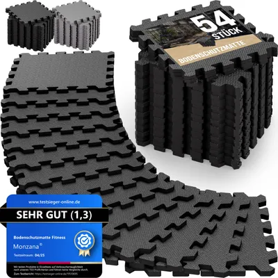 Image de MONZANA® Tapis de protection de sol Noir 30 x 30 cm mousse EVA 54 pièces dalles de protection sport piscine jeu enfant
