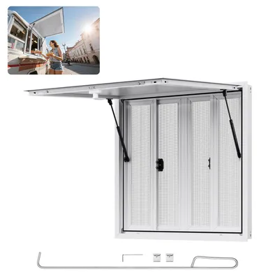 Produktbild von VEVOR 122L x 91,4B cm Verkaufsstand Servierfenster Food Truck Service Markise, 915 x 915 mm, 4 Netzfenster-a