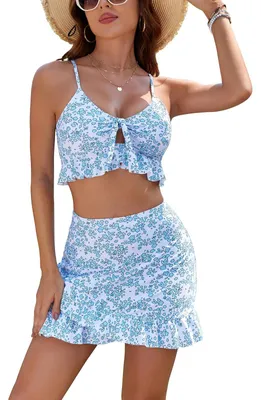 Zdjęcie produktu dla Solidchoice - Zestaw bikini damski z wysokim stanem i krótkim topem