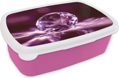 Produktbild von KitchenYeah® Lunchbox Brotzeit Brotdose 17x11 cm Lila Diamant Edelstein Kinder Brotzeitdose - Lunchpaket - Brotkasten  - Sandwich Box