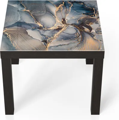 Produktbild von DEQORI Couchtisch 55x55 cm Schwarz 'Marmor-Farbspiel mit Gold' Glas Beistelltisch