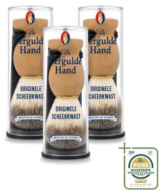 Productafbeelding van 3 x Scheerkwast "De Vergulde Hand" met houder - Verpakking met 3 stuks