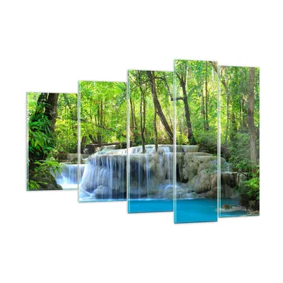 Produktbild von Bilder auf glas - Wasserfall Wald Umwelt - 150x100cm - Glasbilder - Wandbilder - Kunstdruck - zum Aufhängen bereit - Wanddekoration aus Glas - Glas Bilder - Wandbild auf Glas - GEG150x100-2664