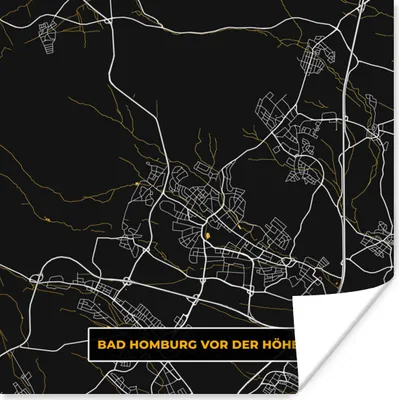 Produktbild von MuchoWow® Poster Bad Homburg vor der Höhe - Stadtplan - Gold - Karte - Deutschland 100x100 cm - Babyzimmer