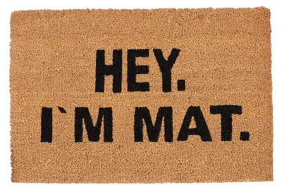 Image de Tapis d'entrée Relaxdays I'M MAT, en fibres de coco, antidérapant, pour l'intérieur et l'extérieur, L x P : 60 x 40 cm, naturel/noir