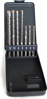 Produktbild von VaGo Bohrer Betonbohrer SDS Plus 7 tlg Set doppelter Wendel+ Kreuz Quadro