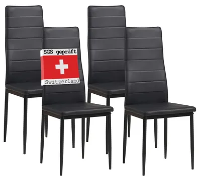 Obrázek produktu pro Albatros Židle do jídelny MILANO sada 4 ks, černá - čalouněná židle s potahem z umělé kůže, moderní stylový design k jídelnímu stolu - židle do kuchyně nebo jídelny s vysokou nosností: 110 kg
