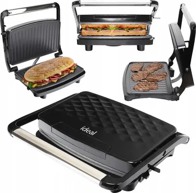 Zdjęcie produktu dla Grill Elektryczny Kontaktowy Opiekacz Toster Do Kanapek Panini Mocny 1600W