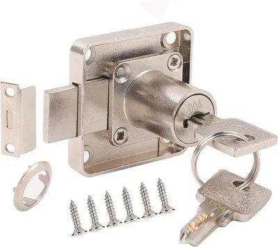 Productafbeelding van Ibenzoa® Cilinderslot – robuust vergrendelingssysteem voor kasten en lades, 22 mm cilinder, roestvrij staal met koperen handgreep