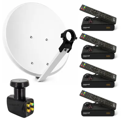Produktbild von PremiumX SAT Anlage 60cm Satellitenantenne Quad LNB 4x TV Receiver