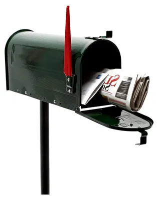 Produktbild von US-Briefkasten grün 180 x 220 x 480 mm, amerikanischer Standbriefkasten aus Stahl mit Fahne und passendem Standfuß