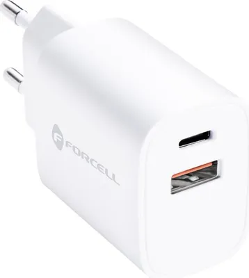 Zdjęcie produktu dla Ładowarka do telefonu Forcell USB C + USB A QC4.0 PD 3A PD 35W BIAŁA