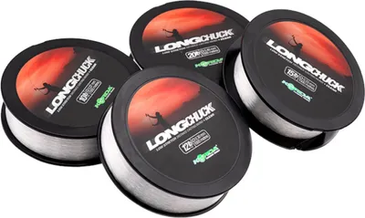 Four spools of fishing line are arranged in a cluster on a white background.