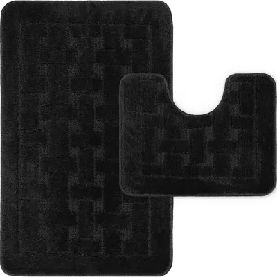 Immagine prodotto di Set di tappetini da bagno  2 pezzi, antiscivolo e assorbenti, colore nero