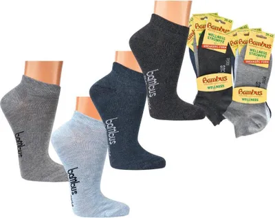Produktbild von 3 Paar Bambus Viskose Sneaker Socken melange Sneakersocken Damen Herren Gr. 39/42