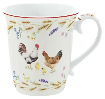 Produktbild von Becher, Tasse COUNTRY LIFE Bauernhof für 275ml weiß bunt Porzellan Easy Life