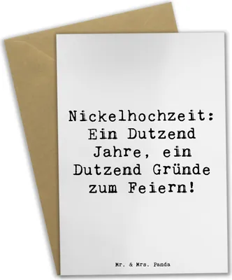 Produktbild von Mr. & Mrs. Panda Klappkarte Spruch 12 Hochzeitstag Nickelhochzeit - Weiß - Geschenk, einladungskarten, Geschenke, osterkarten, Beziehung feiern, weihnachtskarten, 12.