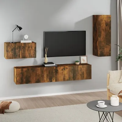 Produktbild von The Living Store 4-tlg. TV-Schrank-Set Räuchereiche Holzwerkstoff