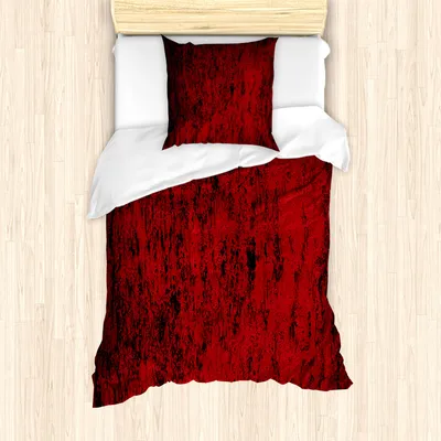 Produktbild von ABAKUHAUS Rot und Schwarz Mantele, Grungy Zusammenfassung, Milbensicher Allergiker geeignet mit Kissenbezügen, 135 cm x 200 cm - 80 x 80 cm, rot schwarz