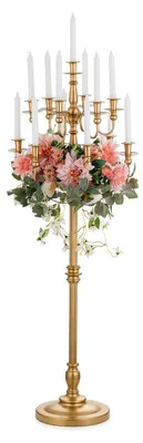 Produktbild von Goldener Kerzenständer für Stabkerzen: 13-armiger Bodenkerzenständer - 130 cm hoch, Vintage-Kerzenleuchter für Weihnachtsdekoration im Wohnzimmer, Schlafzimmer und Esszimmer