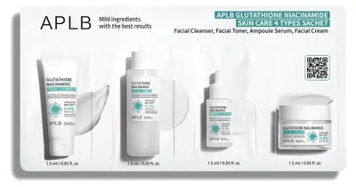 Imagen del producto de APLB, set de muestras de cuidado de la piel con glutatión y niacinamida, 4 tipos, en sobres, 4 x 3 ml