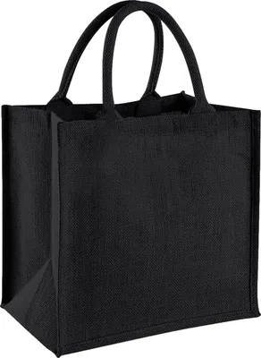 Immagine prodotto di Borsa in iuta Westford Mill / mini borsa regalo in iuta, 6 litri (2 pezzi/confezione) BC4155 (taglia unica) (nero/nero)