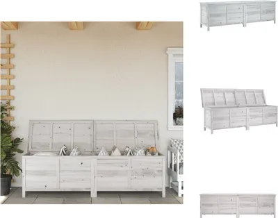 Obrázek produktu pro vidaXL Zahradní truhla bílá 198,5x50x56,5 cm z masivního jedlového dřeva - Zahradní truhly