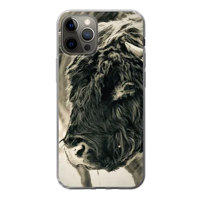 Produktbild von MuchoWow® Handyhülle Schutzhülle Hülle für iPhone 13 Pro Schottischer Highlander - Schnee - Hörner Silikon Softcase Handy Hülle - Handy-Tasche