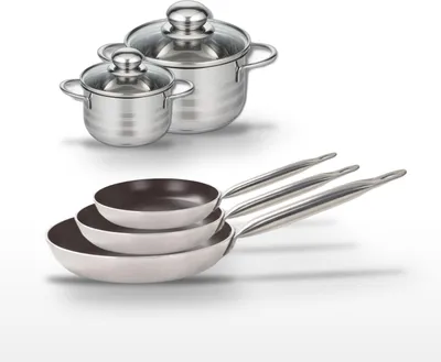 Image de Lot de 3 Poêles 24/28/32 cm et 2 Faitouts 12/16 cm Elo Bistro Line