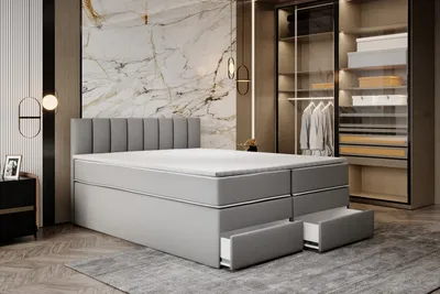 Zdjęcie produktu dla TRADA Miami łóżko na sprężynach 160x200 z podstawą łóżka i nakładką Visco Memory Grey