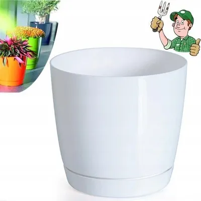 Produktbild von Kunststofftopf 12Cm Weiss Mit Stand 0,8L Coubi Click&Drop System