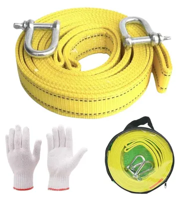Image de Câble de remorquage de 5 mètres, haute résistance, avec crochets et gants, capacité de charge de 2 tonnes, réfléchissant