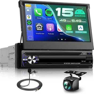 Obrázek produktu pro Android autorádio - 1 DIN autorádio - Multimediální přehrávač do auta - Rádio s CarPlay - Autorádio s Android Auto