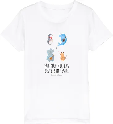 Produktbild von Mr. & Mrs. Panda Kleinkinder T-Shirt Big Band 9-11 Jahre (134/146) - Weiß - Geschenk, Delfin, Kinder Jungen, Gitarre, Hund, Pinguin, Kleinkind, Musik, Teenager, Maus, Öko