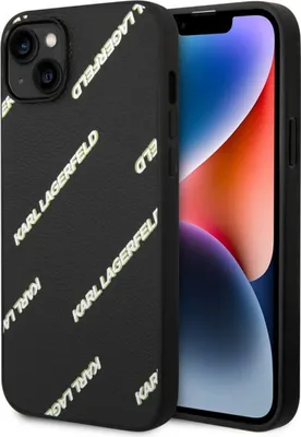 Image de Karl Lagerfeld Logomania Coque arrière en cuirPolyuréthanegrainé pour iPhone 14 Plus Noir