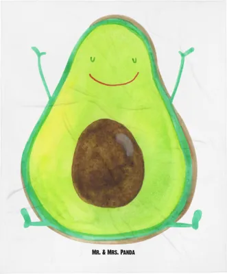 Produktbild von Mr. & Mrs. Panda Fleecedecke Avocado Glücklich - Weiß - Geschenk, Chaos, Frucht, Plaid, Schlummerdecke, Freude, Kinderdecke, Babydecke, Erstlingsdecke