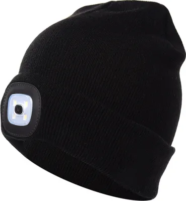 Zdjęcie produktu dla MMOBIEL czapka zimowa czapka beanie czapka z dzianiny + lampka LED ładowalna bateria USB czapka do biegania