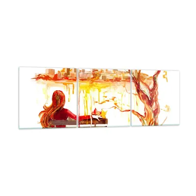Produktbild von Bilder auf glas - Weiblich städtisch quadrat natur - 90x30cm - Glasbilder - Wandbilder - Kunstdruck - zum Aufhängen bereit - Wanddekoration aus Glas - Glas Bilder - Wandbild auf Glas - GCA90x30-2978