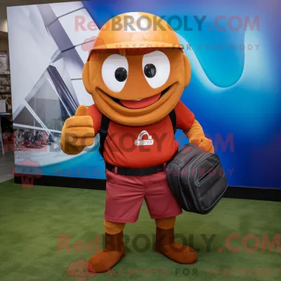 Produktbild von Rust REDBROKOLY American Football Helm Maskottchen Kostüm Charakter gekleidet mit einem Board Shorts und Messenger Taschen