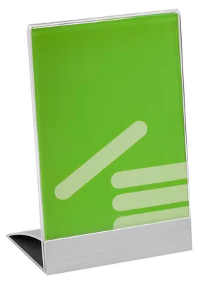 Produktbild von Werbeaufsteller DIN A7 Hoch – stabiler Aluminiumfuß Tischaufsteller Speisekartenhalter Zeigis®