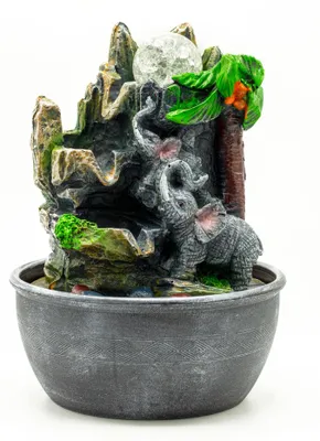 Produktbild von Innenbrunnen – Elefanten und Palme, 25 cm