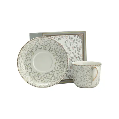 Zdjęcie produktu dla Filiżanka ze spodkiem Biała English Collection porcelana 400 ml