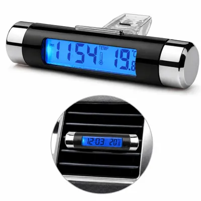 Produktbild von Q65C Digital Auto Thermometer mit Uhr 2in1 LCD Display Innenraum Temperaturanzeige für KFZ Armaturenbrett Lüftung Klimaanlage