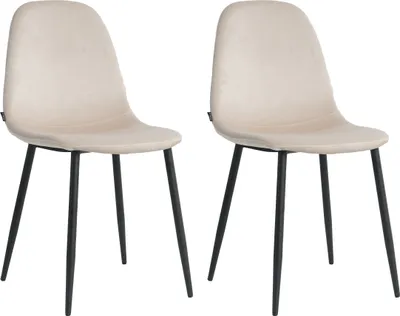 Produktbild von Lina® Napoli Esszimmerstuhl, komfortabler Sitz für Wohnzimmer und Esszimmer, Samtbezug - 2er Set - Creme