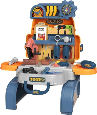 Produktbild von Luna Werkzeug Werkbank Rucksack 3in1 Zubehör 23-tlg. Kinder Handwerker Spielset