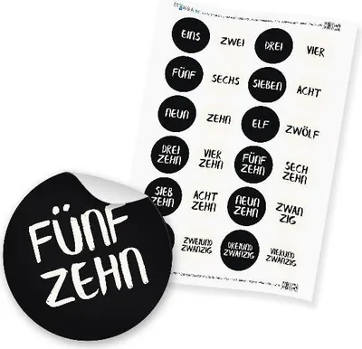 Produktbild von Zahlensticker Z23 Adventskalenderzahlen 1-24 Zahlen geschrieben / Schwarz Weiß