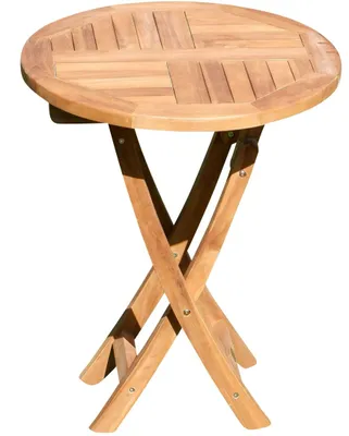 Produktbild von ALEOS. Echt TEAK Holz Klapptisch Holztisch rund 60cm Gartentisch Garten Tisch COAMO Teakholz