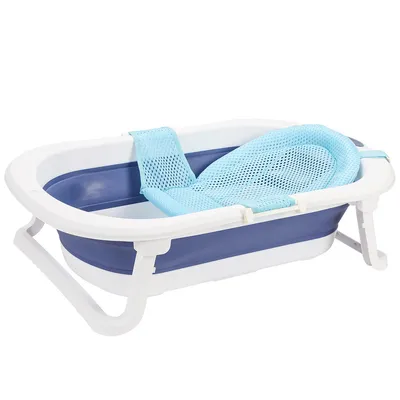 Produktbild von Clanmacy Baby Badewanne Babywanne Kinder klappbar Baden Sicher 3 in 1 für 0-6 Jahre, Blau