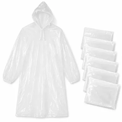 Produktbild von Regenponcho-Set, 6 Stück - Fahrradponcho - Regenschutzkleidung, transparent - Poncho für Erwachsene - Transparent