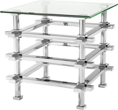 Produktbild von Casa Padrino Luxus Beistelltisch Silber 61 x 61 x H. 61 cm - Edelstahl Tisch mit Glasplatte